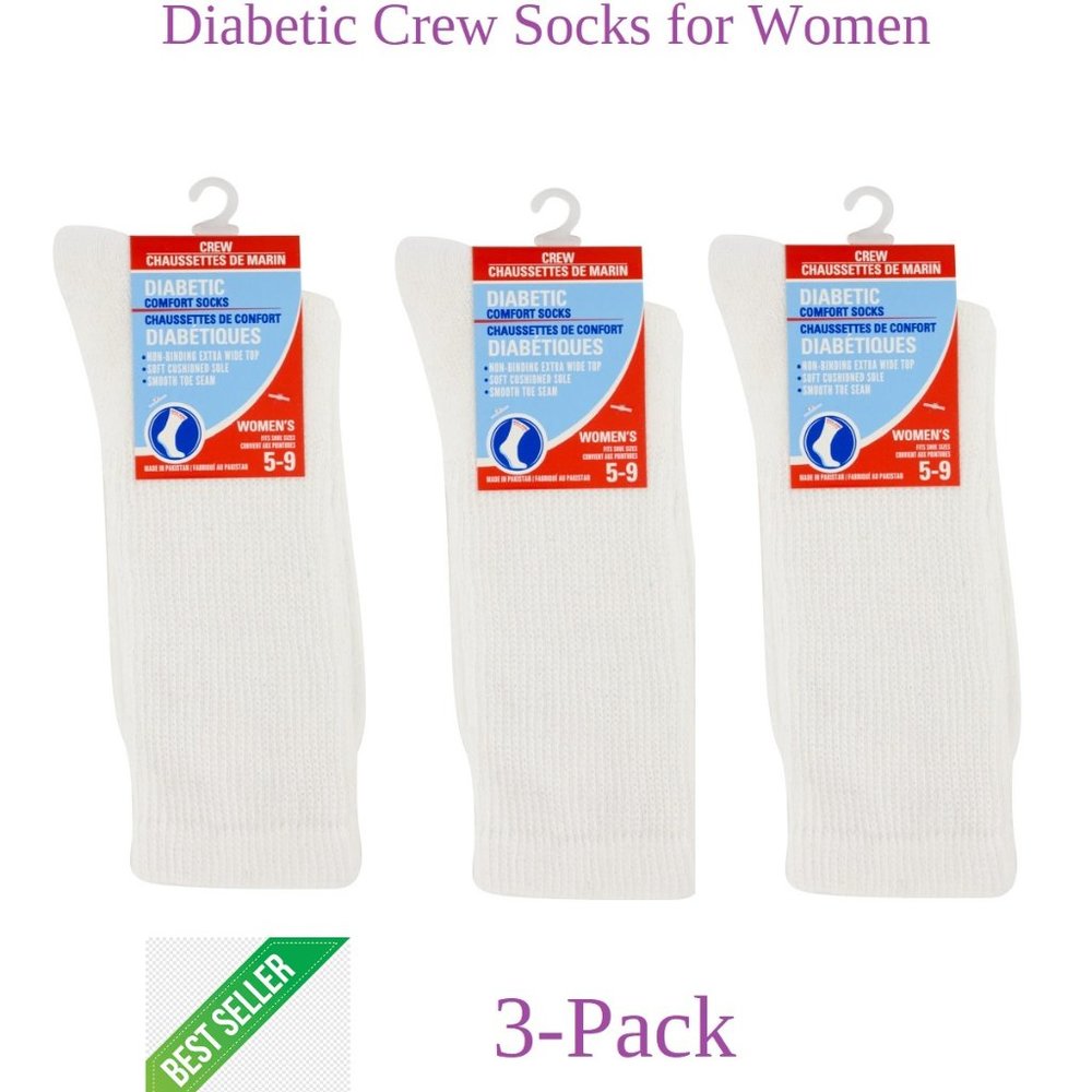 Diabetic Socks for Women - White - Set of 3 Pairs